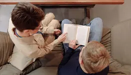 Students reading a book