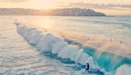 Surfer riding a wave